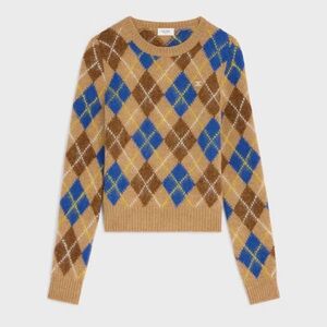 Celine CREWNECK SWEATER IN ARGYLE WOOL